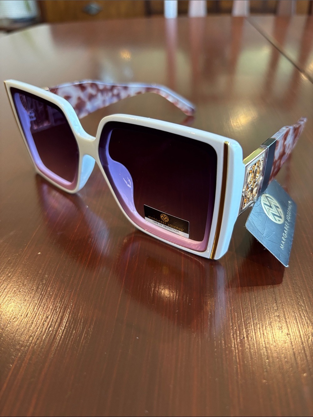 Margaret Josephs 100% UV protect,gradient pink lens, tortoise shell,gold accent